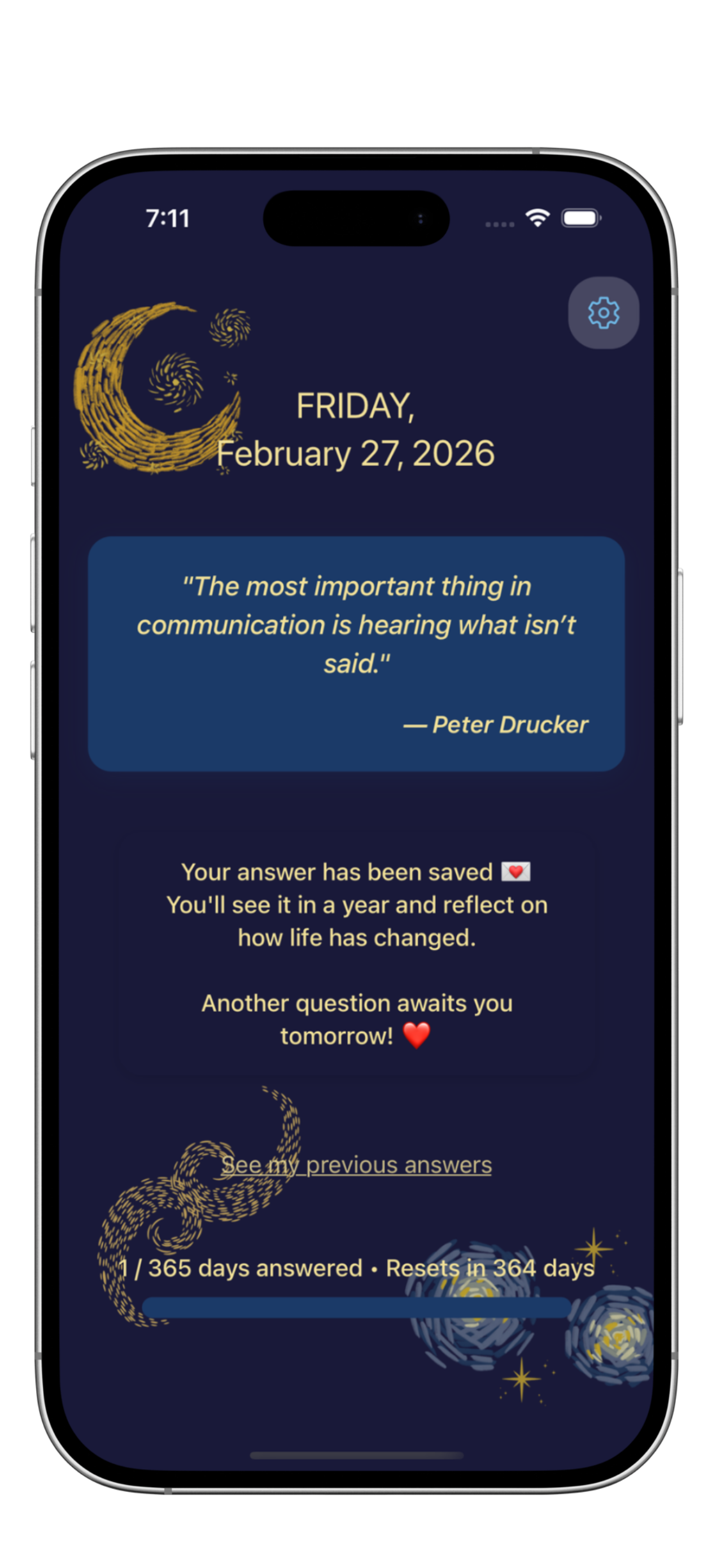 Daily Questions screen