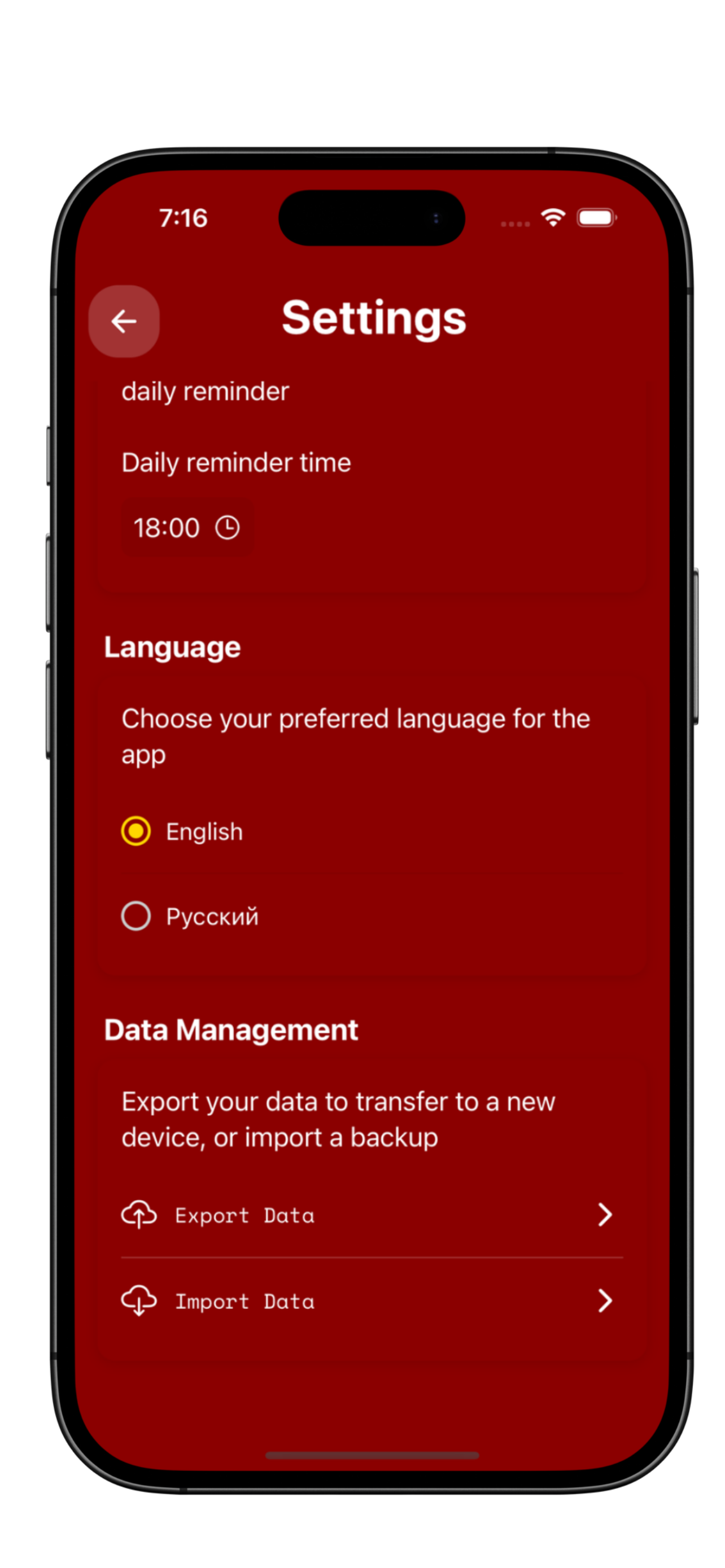 Progress Tracking screen